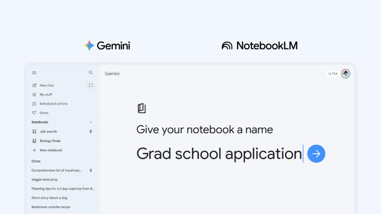 Google, Gemini'a NotebookLM entegrasyonlu Notebooks özelliğini ekledi