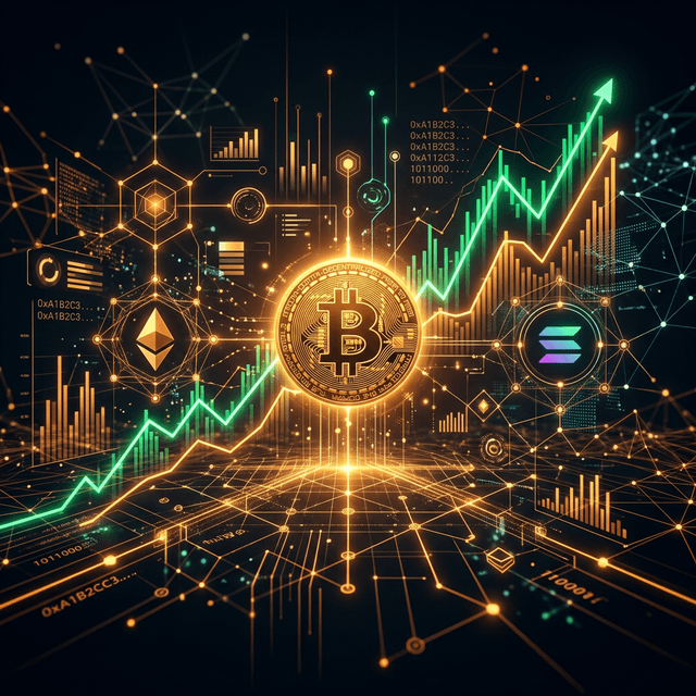 Bitcoin chart showing an upward trend